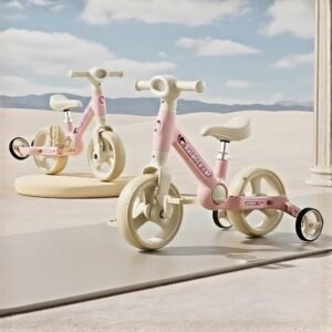3-in-1 Elegant Balance Bike & Tricycle | Convertible Tricycle with Training Wheels | Classic Design with Pedals for 2-5 Years Old Kids. (KT-281 Pink)