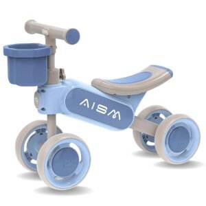 AMBERZ 4-Wheeled Balance Car with Storage Basket for 1.5-5 Year old Boys & Girls - Blue