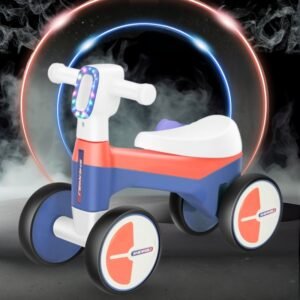 AMBERZ  4-Wheeled Kids Balance Car with Music & LED Lights for 1-3 Years Boys & Girls - Blue & Red