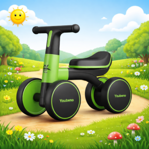 AMBERZ  4-Wheeled Kids Balance Car with Music & LED Lights for 1.5-3 Years Boys & Girls - Green